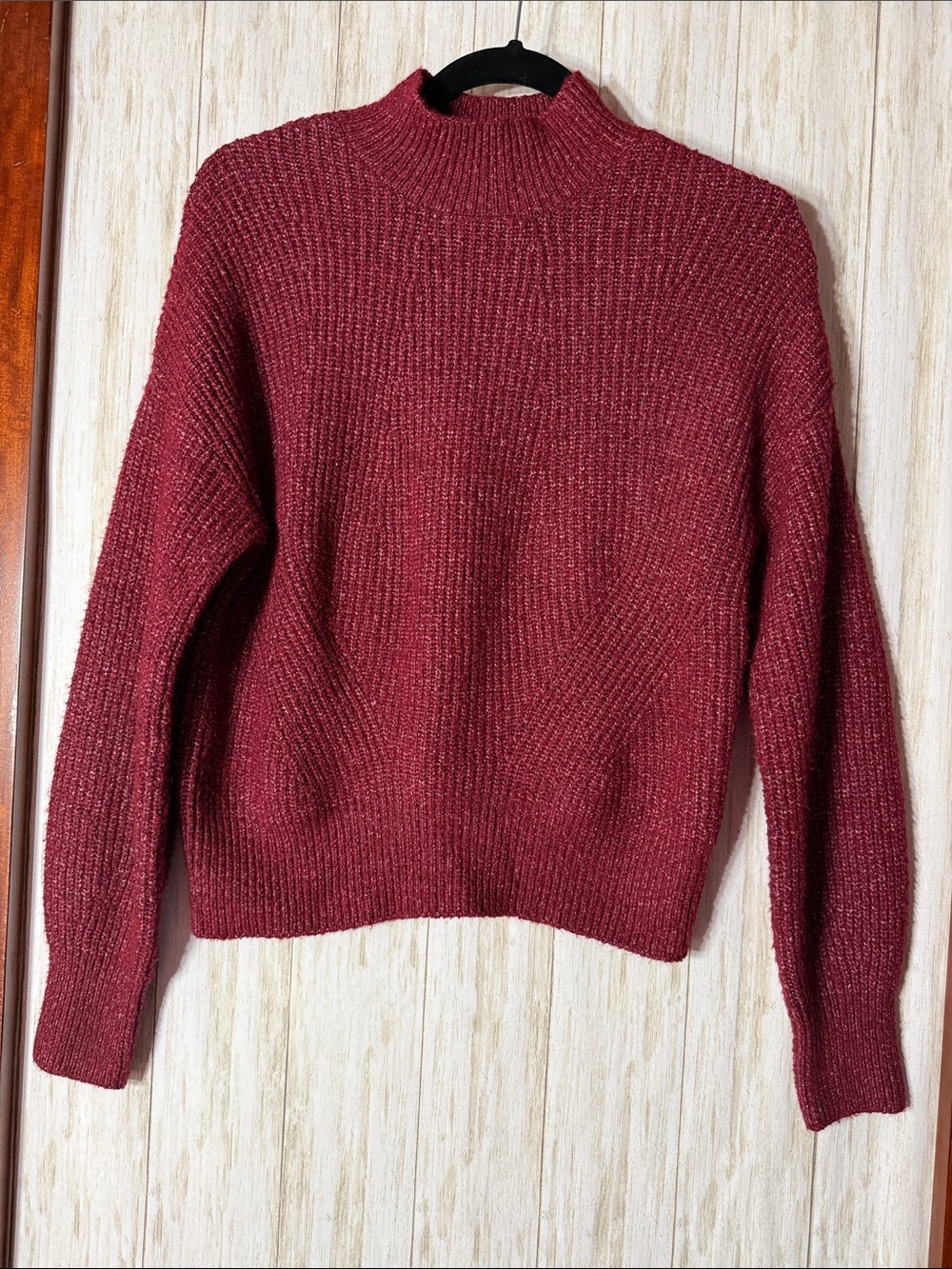 Ophelia Roe Ribbed Mock Neck Sweater in Maroon